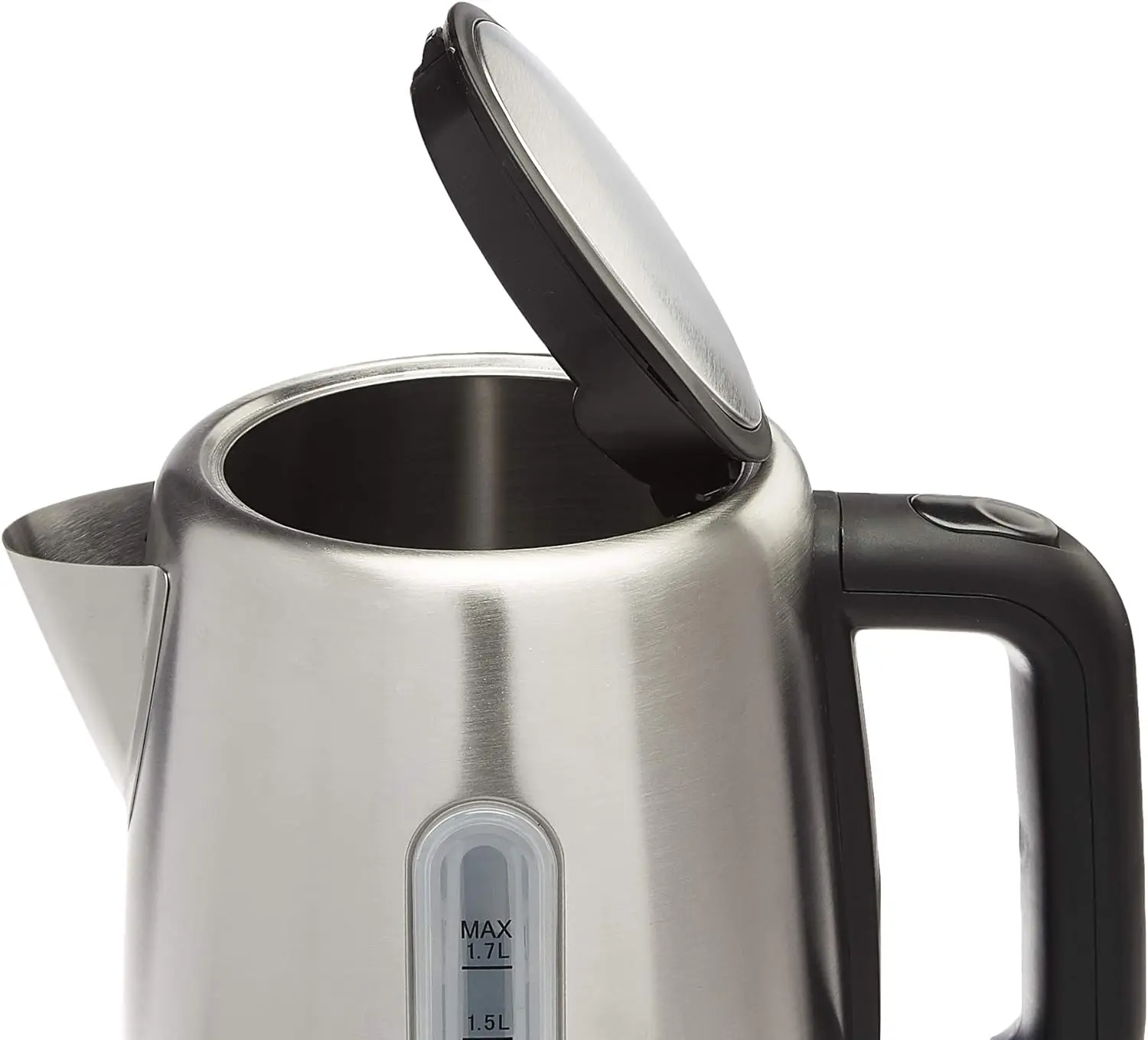 HAOYUNMA-hervidor de agua caliente eléctrico portátil de acero inoxidable para té y café, 1,7 litros, negro y plateado