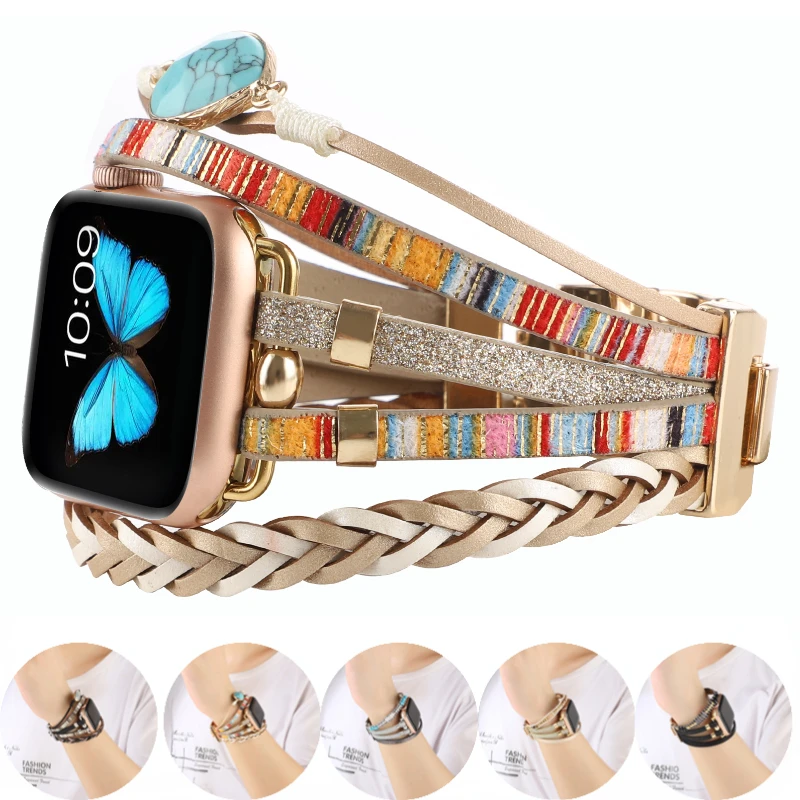 

Jewelry Strap for Apple Watch Ultra2 49mm 9 8 7 45mm 41mm Women Metal Bohemian Style Bracelet for iWatch 6 5 4 SE 44mm 42mm 40mm