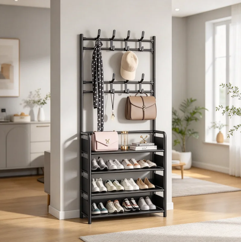 Door Mounted Shoe Hat Rack Multi-functional Integrated Storage Cabinet Simple Assembly Household Shoes Hats Clothes Home Storage
