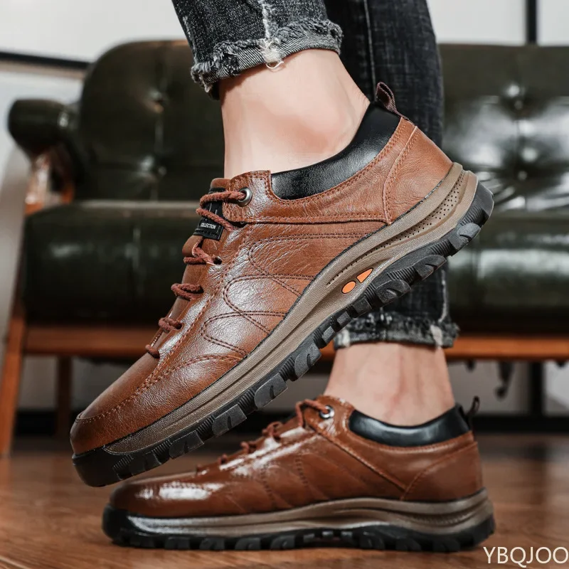 New Fashion Autumn Men Leather Shoes Brogue Casual safety shoes Men Genuine Leather Shoes Work Business Casual Sneakers Size 48