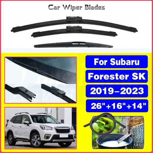 Juego de limpiaparabrisas delantero y trasero para Subaru Forester SK 2019 2020 2021 2022 2023, accesorios para parabrisas de 26 ""+ 16"" + 14""