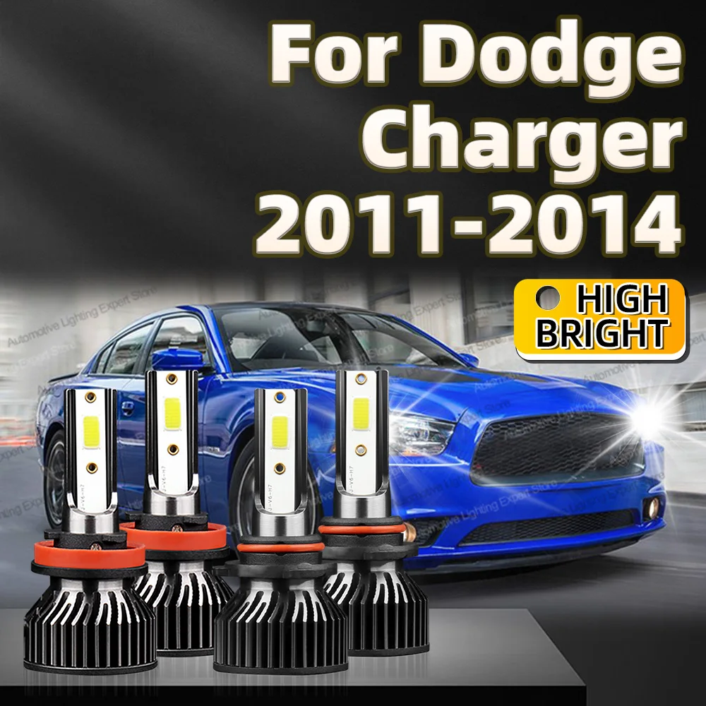 

4PCS 30000lm For Dodge Charger 2011 2012 2013 2014 Car LED Headlight Bulbs High Low Beams HB3 H11 CANbus 6000k Lamp with Fan