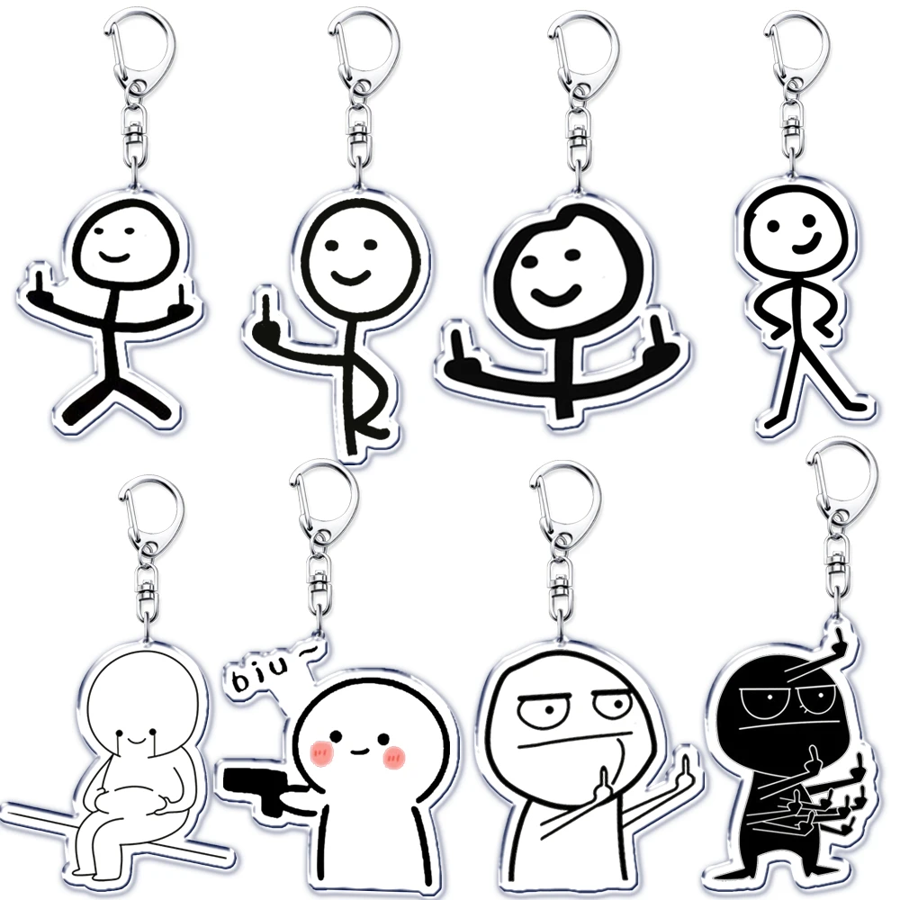 Lustiger Internet-Meme-Stickman-Acryl-Schlüsselanhänger, Rucksack-Anhänger, einfache Striche, Bösewicht-Dekoration, Schmuck, Geschenk für Enthusiasten