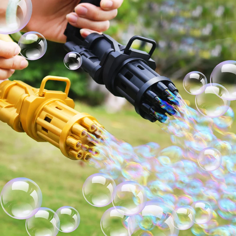 QWZ Automatic Gatling Bubble Gun Toys Electric Bubble Machine Eight Hole Huge Amount Rotary Tube Bubble Machine Gun Outdoor Toy