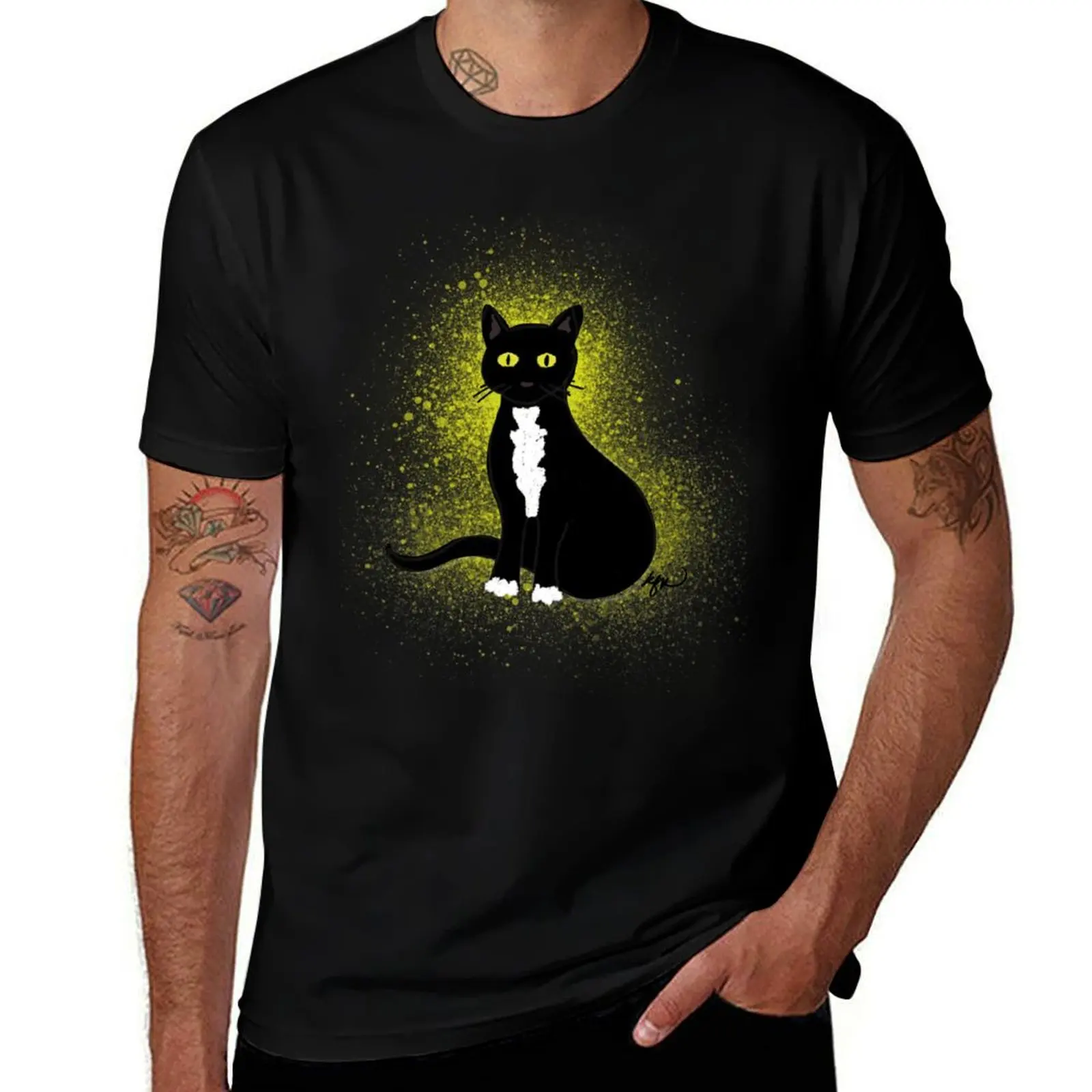 

Tuxedo Cat T-Shirt Basic Plain Tee for Spring and Summer