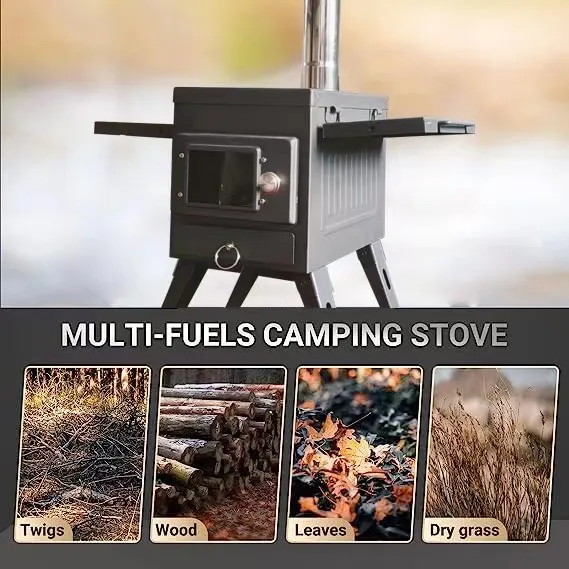 Outdoor wood stove Portable picnic gear Camping supplies Multifunctional non-smoking foldable cookstove outdoors