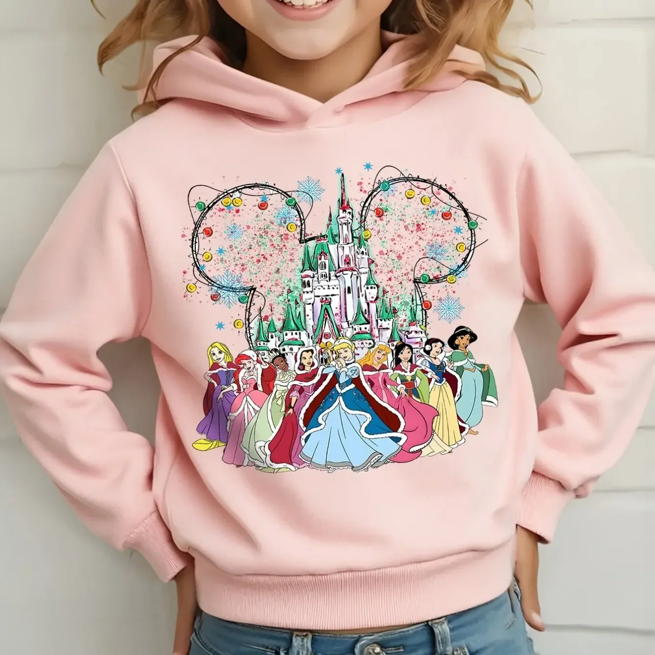 Sudadera con capucha de manga larga para niños de Disney Disney Princesses' Winter Wonderland, hecha de tela suave y elástica