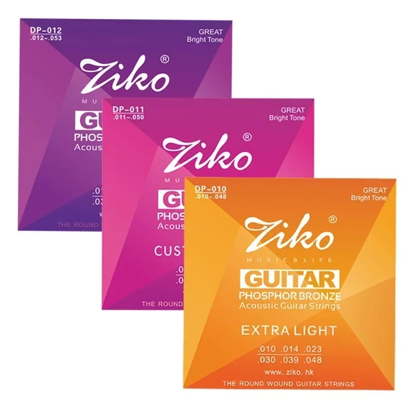 

ZIKO Acoustic Guitar Strings Hexagon Alloy Core Phosphor Bronze Strings Set Guitar Accessories DP-010/DP-011/DP-012