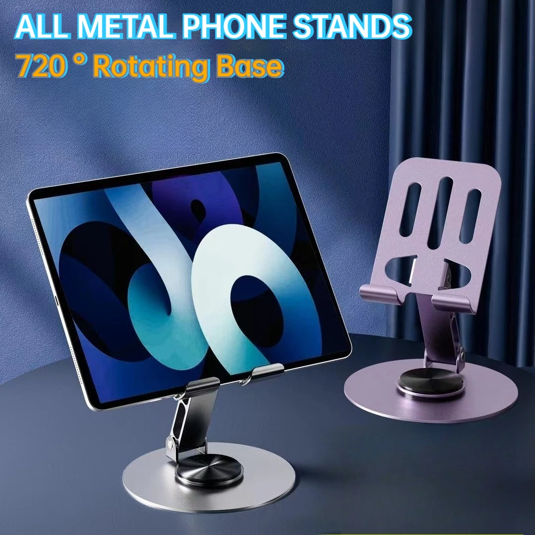 

All-metal 720° Rotation Phone Holder Anti-fall Mobile Phone Stand Desktop Holder Universal Bracket iPad Tablets Folding Portable