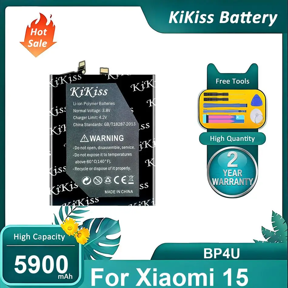 

KiKiss Battery For Xiaomi 15,BP4U,5900mAh