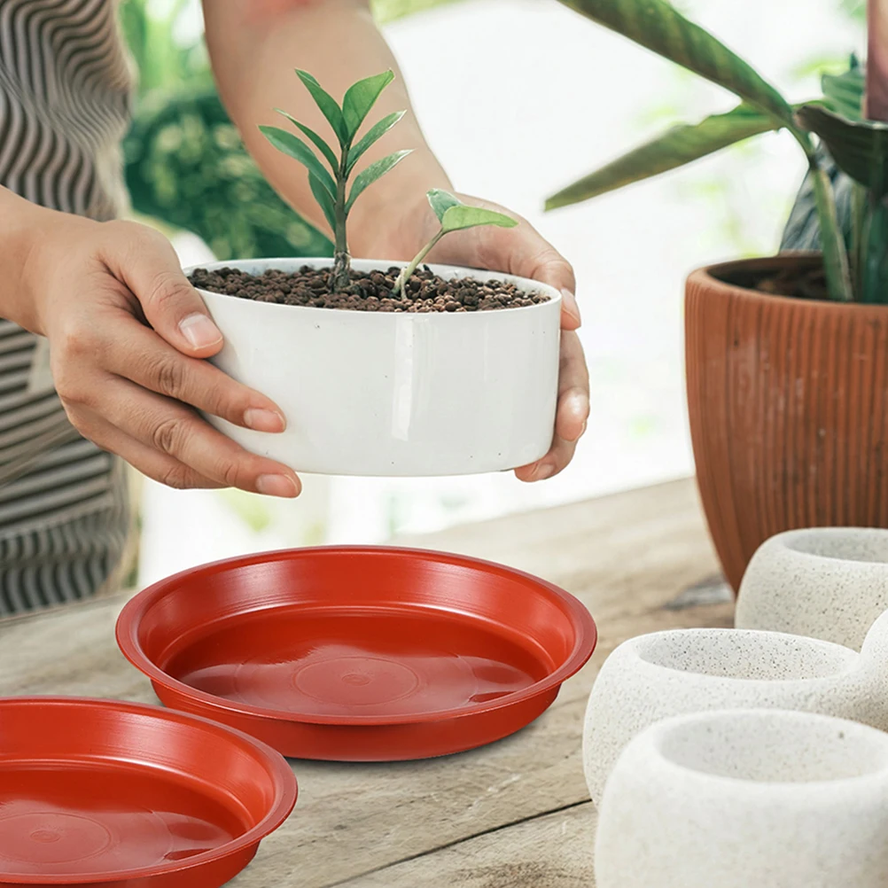 

6pcs Plant Trays Drip Saucers for Pots Round Heavy Duty Plastic Large Garden Home Decor Planter Trays Flower Pot Saucer Outdoor