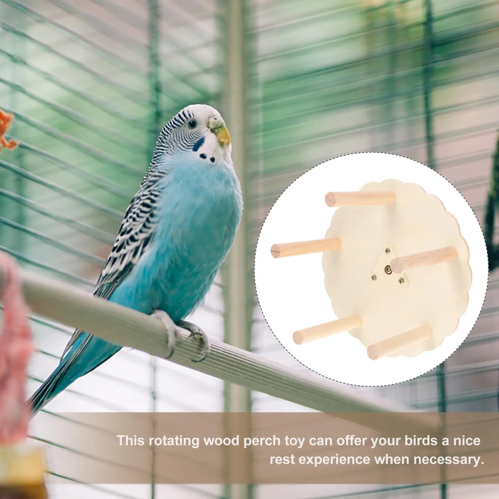 Rotating Ferris Wheel Bird Toy Solid Wood Perch Stand for Parrots Small Birds Cage Accessories Sturdy Smooth Rotation Novelty