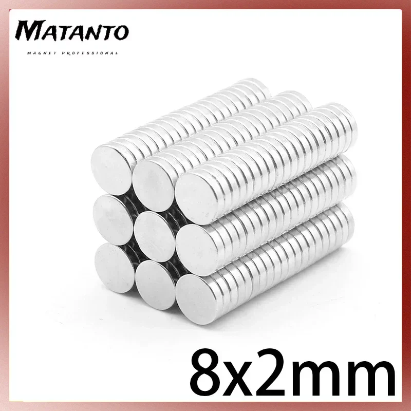 20/50/100/200/500 adet 8x2 disk kalıcı neodimyum mıknatıs Round yuvarlak arama mıknatıs güçlü 8x2mm güçlü manyetik mıknatıs