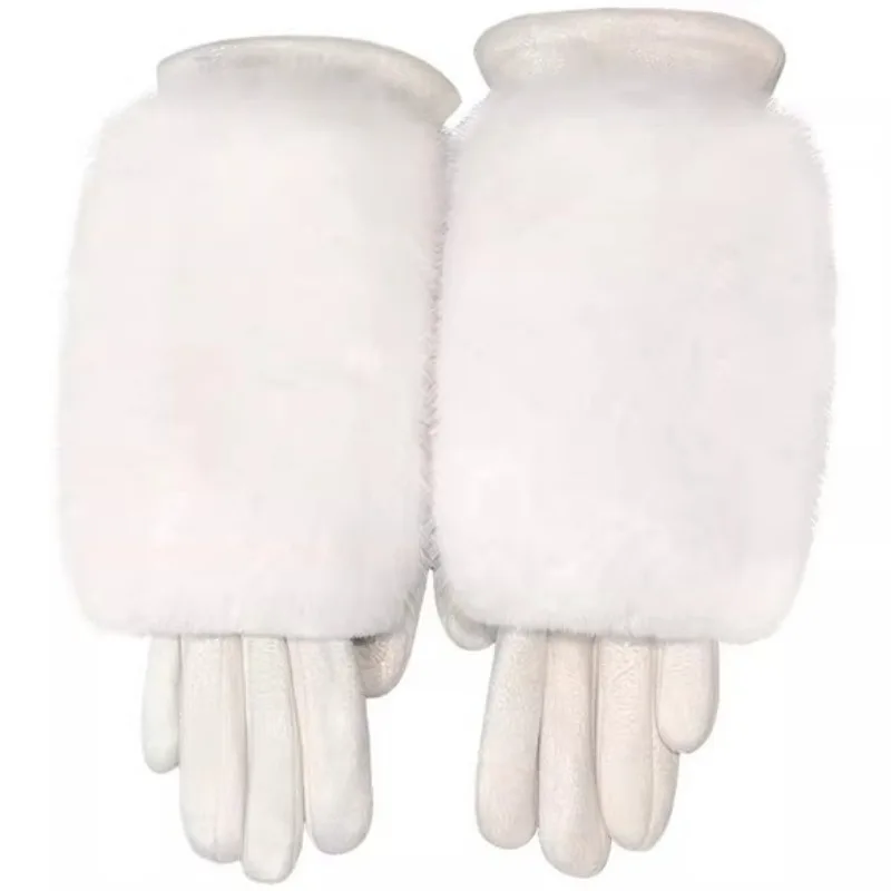 

Осенние и зимние женские перчатки из кроличьего меха, бархатные утолщенные ветрозащитные теплые морозостойкие замшевые перчатки для верховой езды с сенсорным экраном