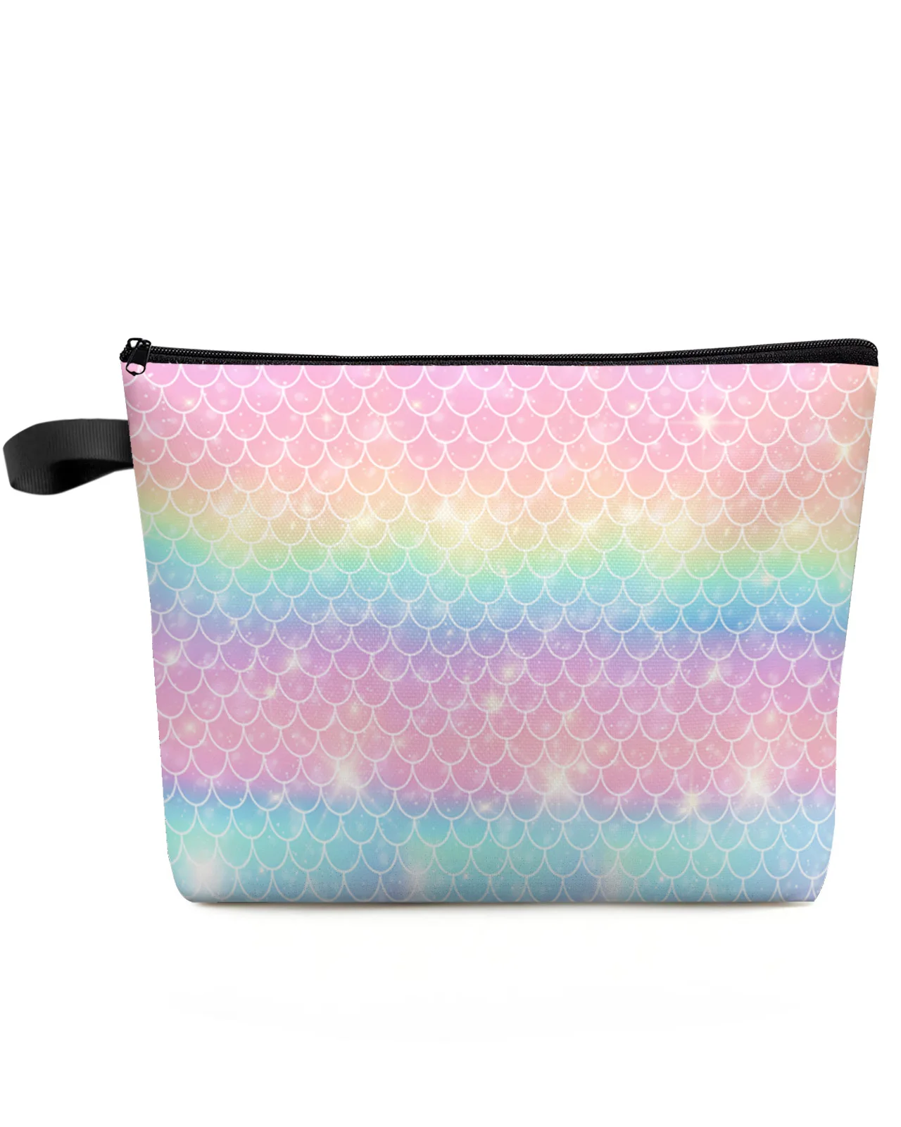 Mermaid Scales Ocean Rainbow Large Capacity Travel Cosmetic Bag Portable Makeup Storage Pouch Women Waterproof Pencil Case