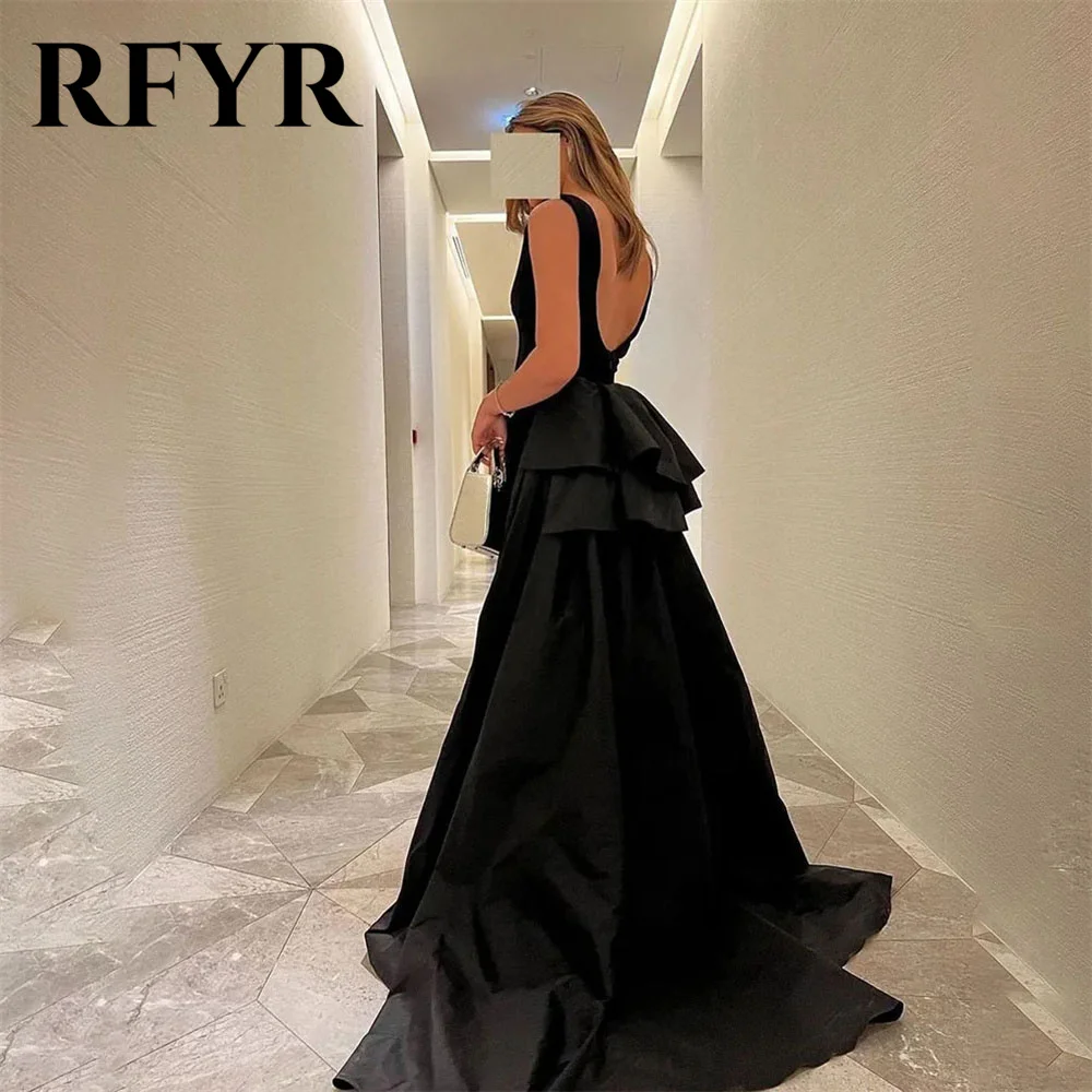 RFYR Black Evening Dresses Velvet Satin فستان سهرة Mermaid Formal Party Dresses With Big Bow Women Prom Dress Customized