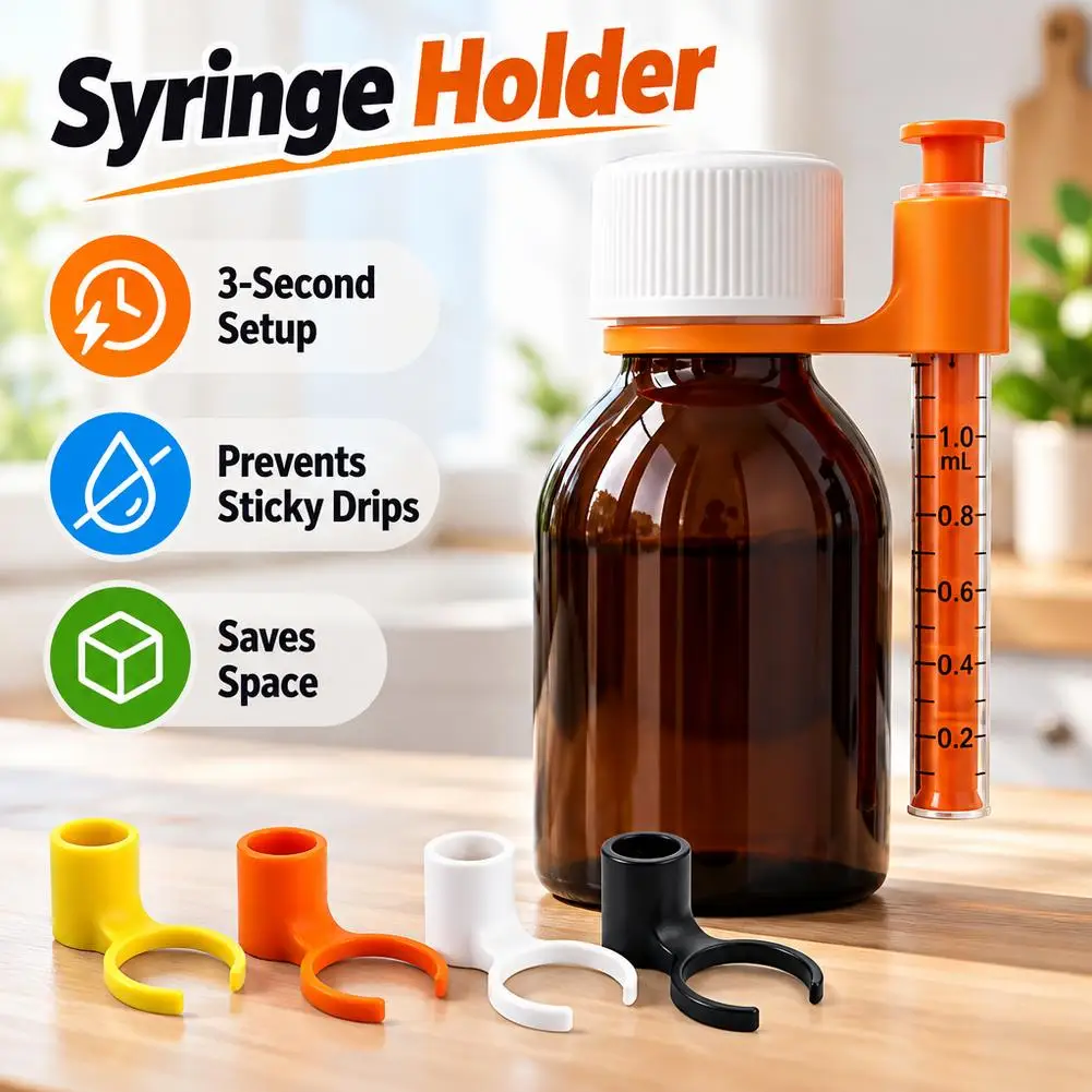 3D Printed Bracket Clamp Syrup Bottle Syringe Holder Clip Dispenser Mount Stand For Kitchen Bar Liquid Bottle Organizer Access