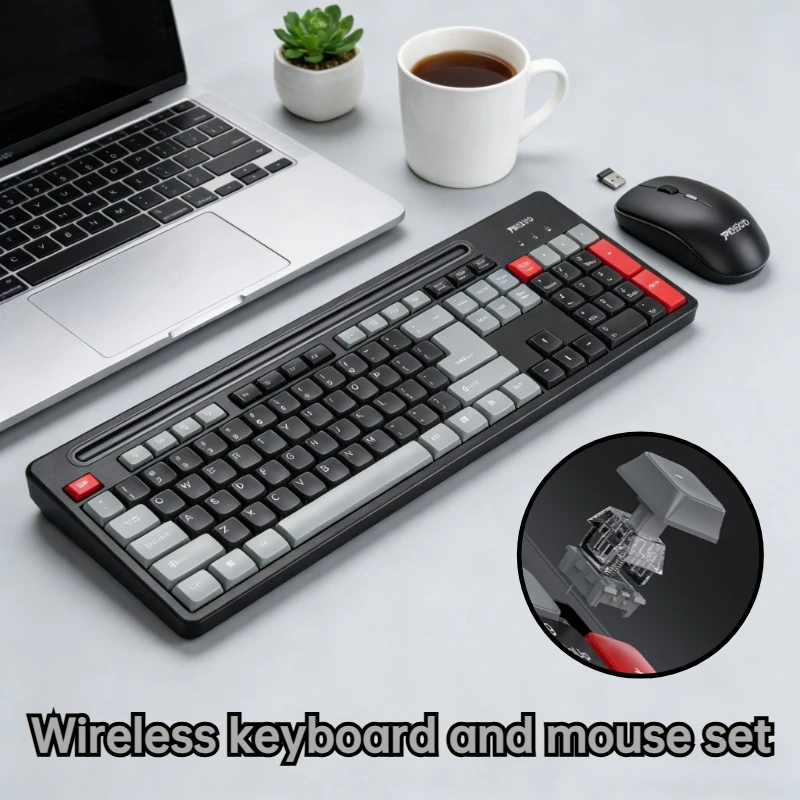 Wireless Keyboard and Mouse Set, Mechanical Touch Keyboard and Mouse Universal Set, Desktop Computer Laptop E-Sports Specific