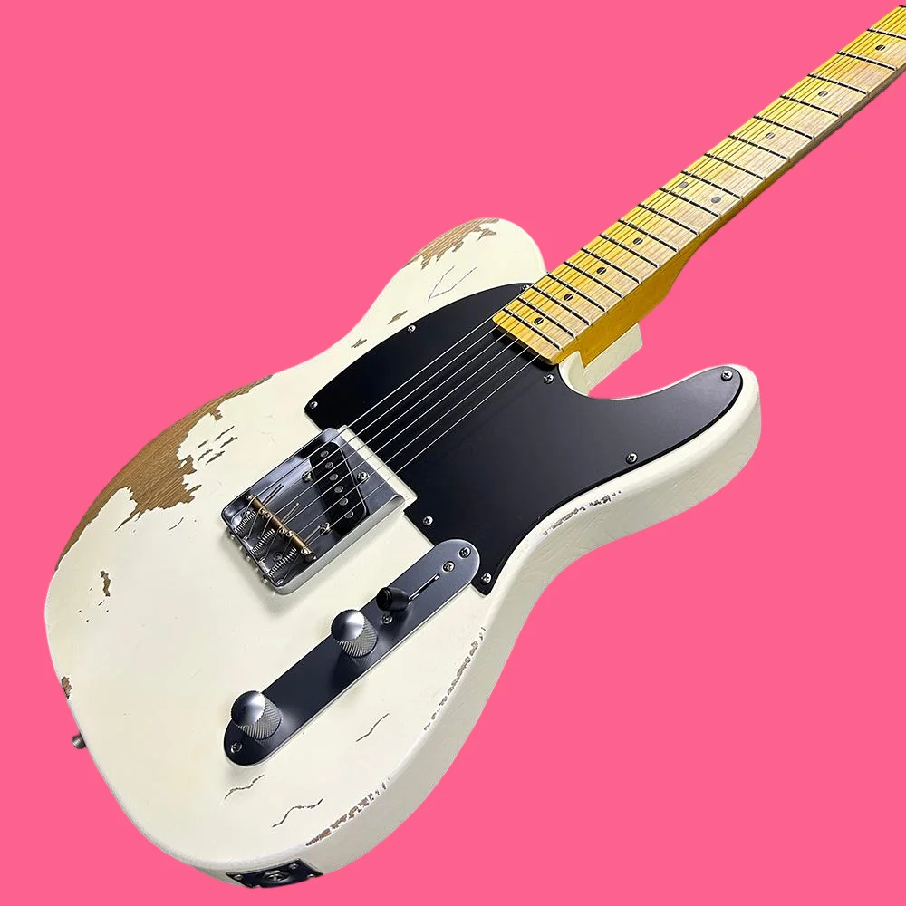 

2026 hot new Hot Vintage Yellow 22 Frets Clear and Bright Sound Quality Assurance Halloween gift Guitar 6 Strings