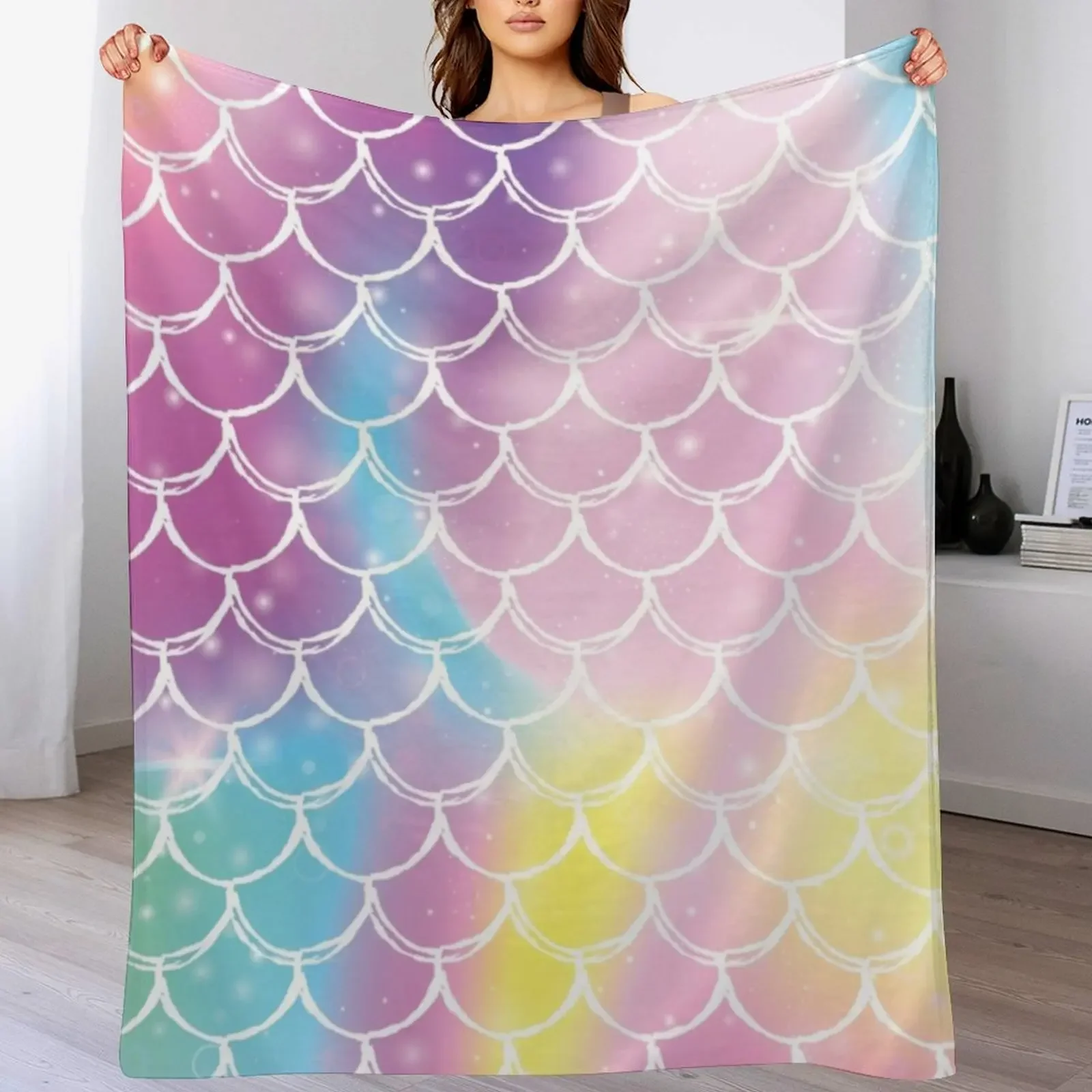 

colorful mermaid Throw Blanket Single manga Decorative Beds for sofa Blankets