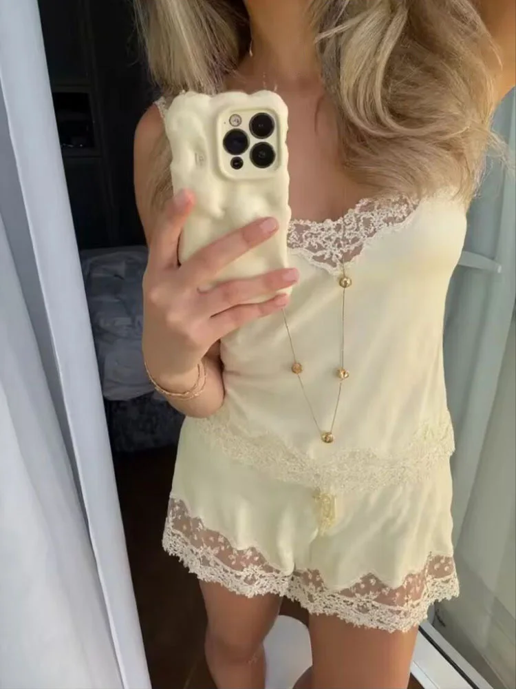 

HH женское модное шелковое нижнее белье с открытой спиной, стильные костюмы с v-образным вырезом без рукавов, однотонный топ на бретельках + украшение на пуговицах, шорты с высокой талией