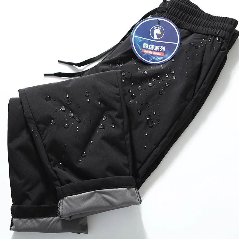 

Мужские зимние брюки из гусиного пуха, утепленные, прямого кроя, с защитой от холода, из длинноволокнистого материала, модные, городские, стильные