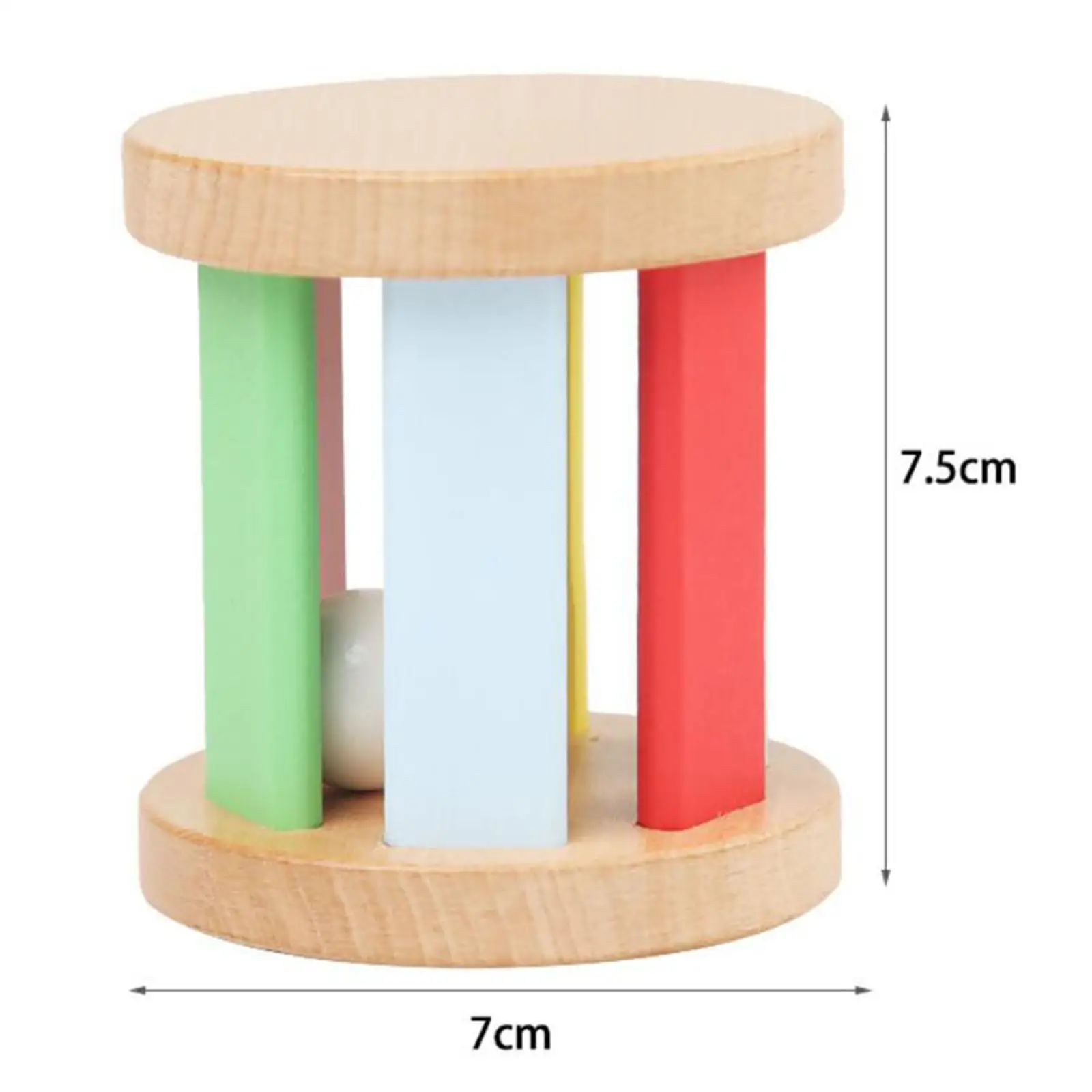 Rattle The Bell Color Sorting Movement Wooden Rolling Bell Toy Wooden Rattle Roller Toy for Ages 6-12 Month Baby Boys Girls Kids