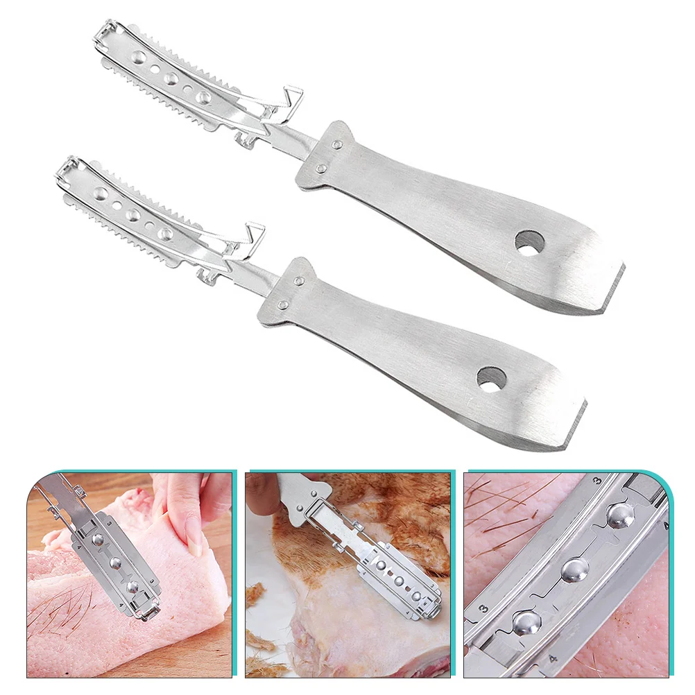 2 Pcs Shaver Animal Hair Shaving Tool Stainless Steel Remover Pig Scraper Removing Multifunction Removers