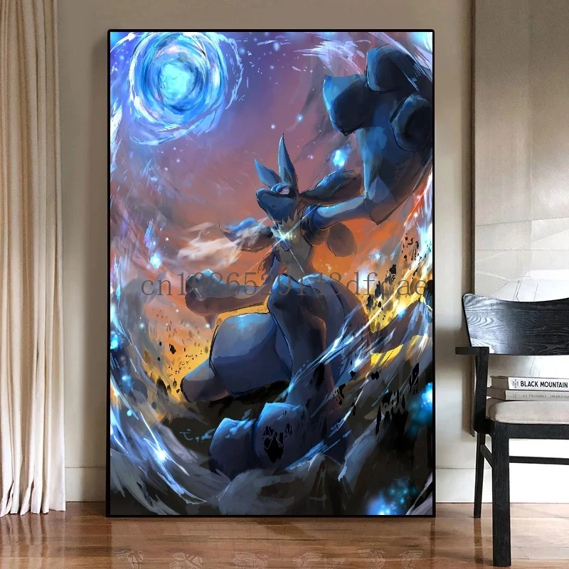 Pokemon Cartoon Anime Canvas Painting Charizard Lucario Poster Print Mural Picture Wall Art Children Room Decor Gifts Cuadros