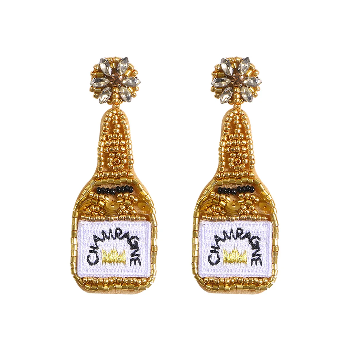 Girlgo Boho Handmade Beaded Earpieces Embroidery Earpieces Wine Bottle Shaped Earpieces Fashion Personality Earpieces for Women