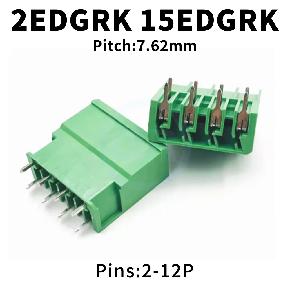(5 pcs) KF 2EDGRK-7.62mm 2P 3P Curved Pin Plug-in PCB Terminal Block 15EDGRK 7.62 Plug-in Connector 32A High Power 2EDGSR 2~12P