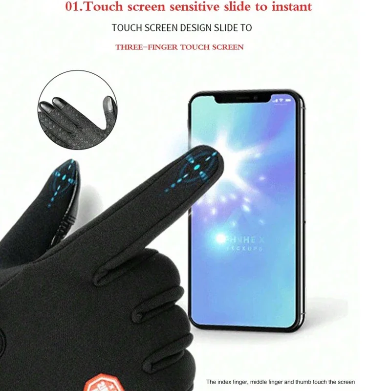 1pc Outdoor Double-Layer Thermal Lined Warm, Anti-Slip, Waterproof, Touchscreen Compatible,Windproof Sports & Cycling Gloves