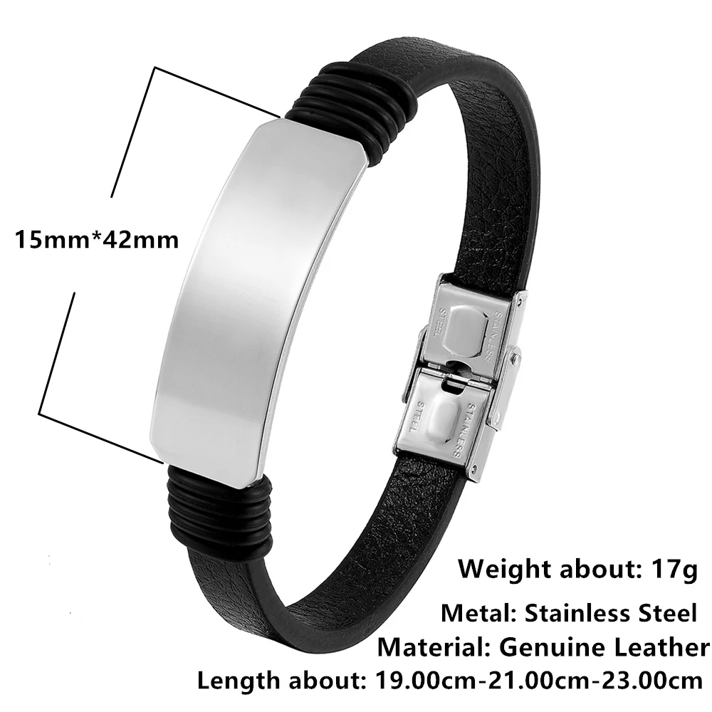 New Simple Style Men\'s Black Leather Bracelet Ladies Classic Stainless Steel Bracelet Men\'s Friends Exquisite Gifts Pulseira