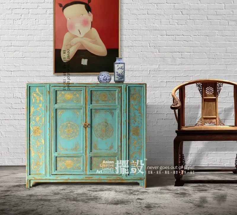 TAO Chinese Style Entrance Is Facing Entrance Shoe Wine Integrated Partition Door against the