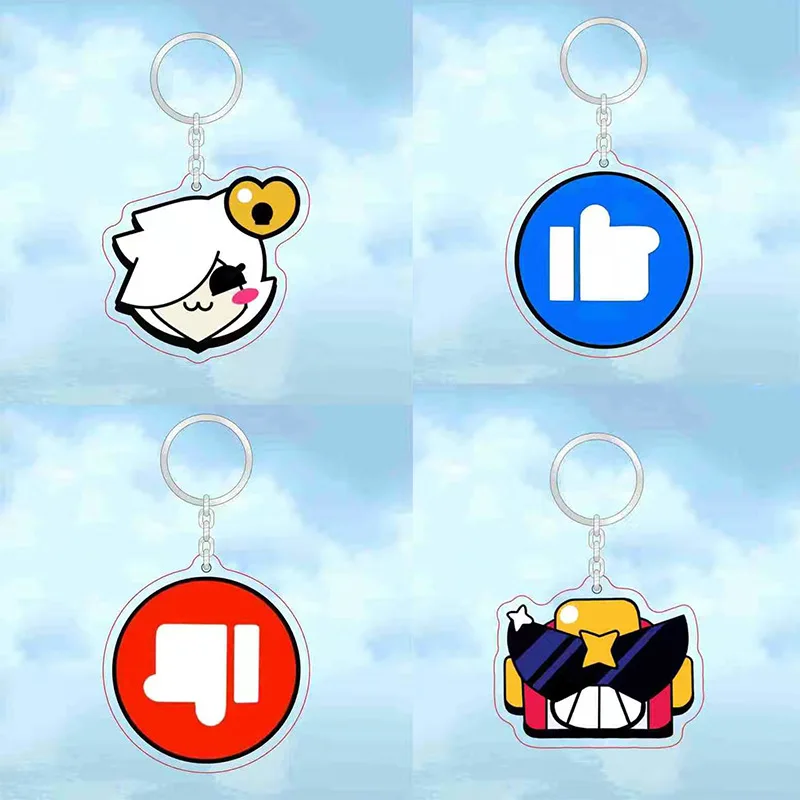 Brawl Stars Acrylic Keychain Shelly Colt El Primo Spike Bag Pendant Backpack Charm Gift Key Ring For Game Lovers Ornaments