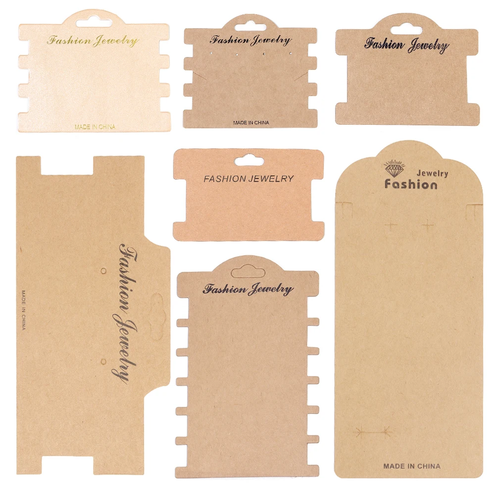 20 pcs/lot Kraft Paper Card Earring Jewelry Display Cards Kraft Paper Tags Organizer Cardboard For Necklace Bracelet Hair Band