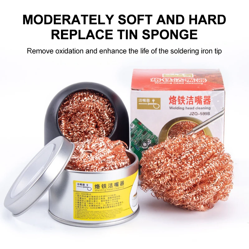 Soldering Iron Tip Cleaner Desoldering Cleaning Ball Welding Soldering Iron Mesh Filter Metal Wire Stand Steel Ball Tin Remover