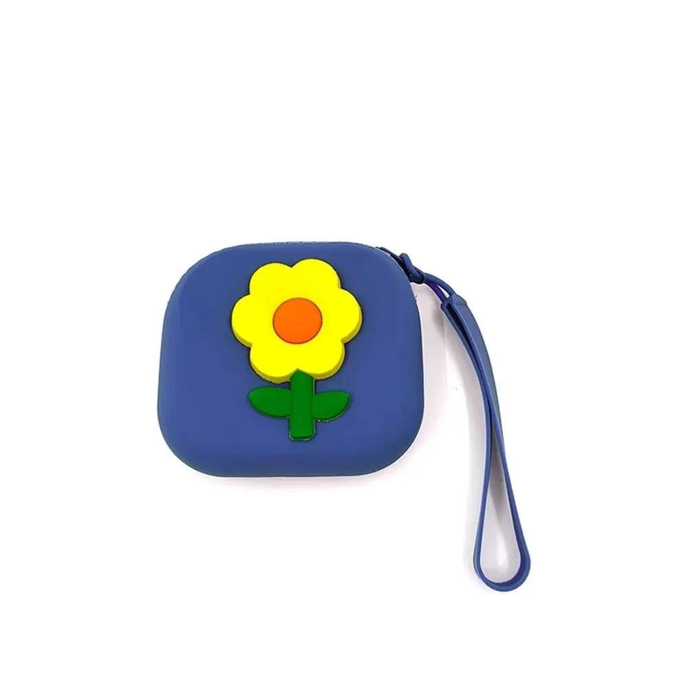 New Silicone Coin Purse Cartoon Flower Zipper Small Wallet Multi-Purpose Wristband Handbag Headphone Lipstick