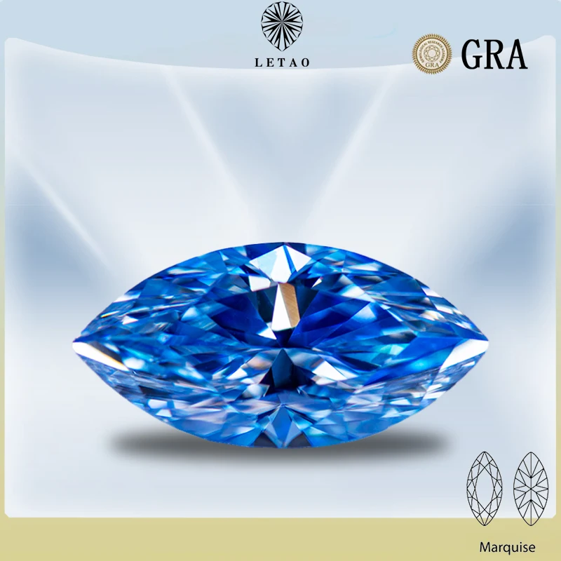 

Moissanite Stone Gemstone Sapphire Blue Marquise Cut Lab Grown Gemstone for Diy for Jewelry Making with GRA Certified