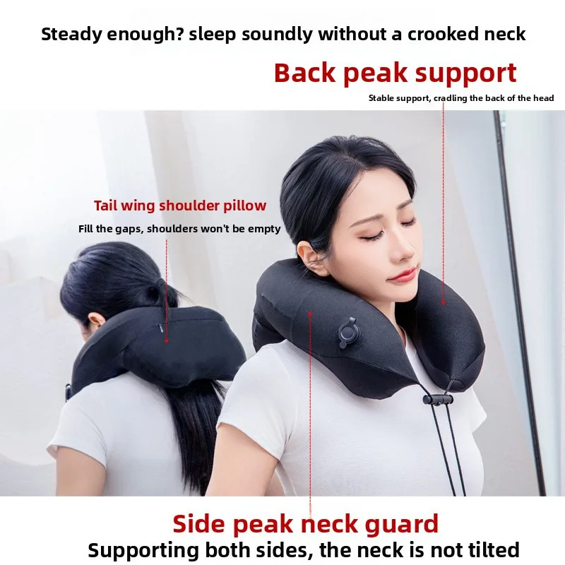 U-shaped Inflatable Travel Pillow Portable Air Pillow Neck Support Pad Comfortable Sleep Pillow Compression Inflatable