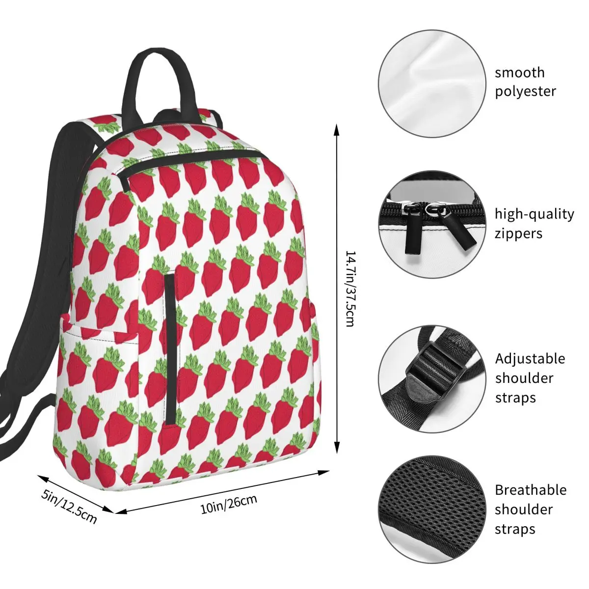 Strawberry Design Backpack Student BookBag Children School Bag Computer Shoulder Bags Boys Girls