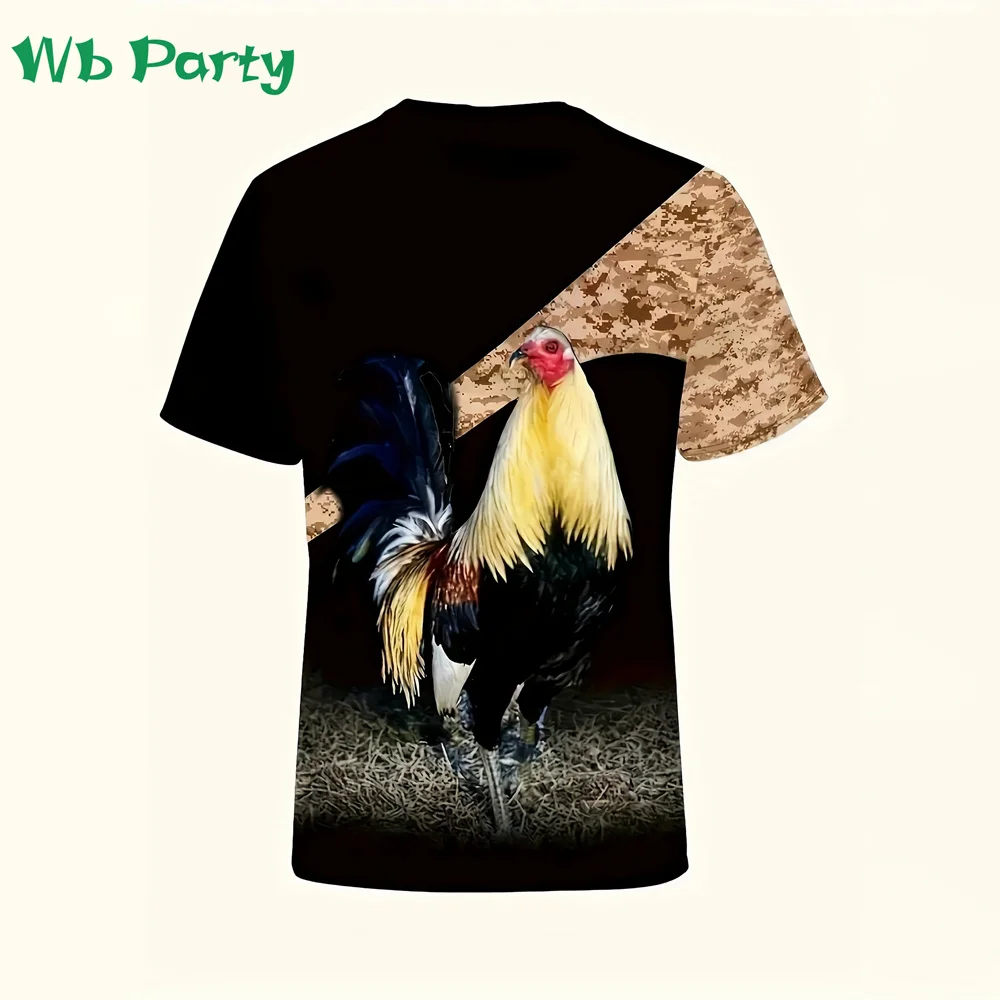 Roosters Print Clothes Men Graphic T shirts Men 3D Print T-shirt Short Sleeve Tee Roosters Shirts Graphic Tee Oversized T-shirt