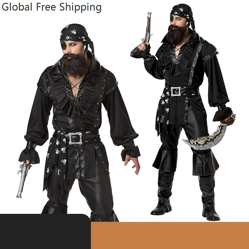 

Halloween Carnival Party Medieval Pirate Captain Costume Adult Disguise Role-playing Costume Male Game Uniform Pirate Army Suit