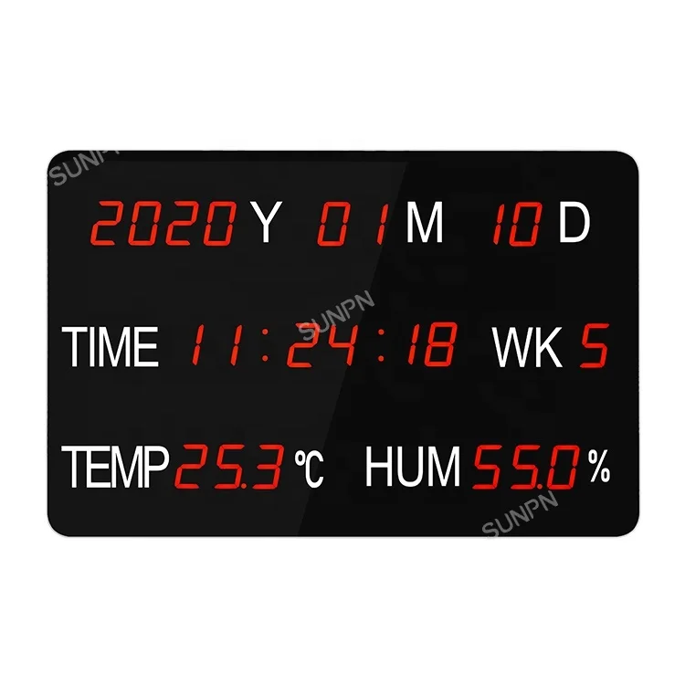 Wall Mounted Electronic Digital Calendar Day Clock with Date Time Temperature and Humidity