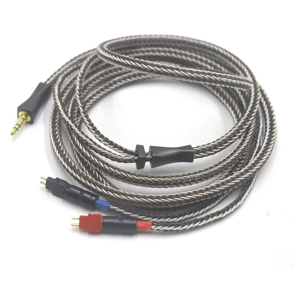 16-Core Single Crystal Copper Pure Silver Braided Hi-Fi Headphone Upgrade Cable Replacement  For Sennheiser HD580 HD600 HD650