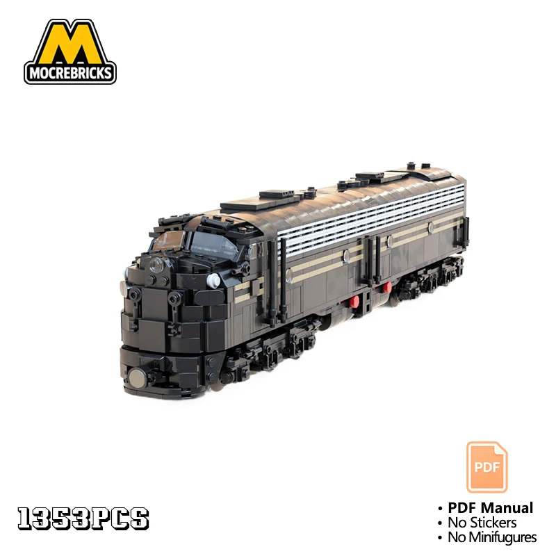 

MOC 1 48 Motorized E8 Diesel Locomotive Train Building Blocks Retro Streamline Passenger Railway Engine Bricks Adult Gift