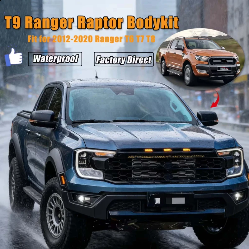

Fits Ford Ranger 2012-2019 T6 T7 T8 Upgrade to T9 Raptor Style Body Kit, Hood, Bumper In Stock