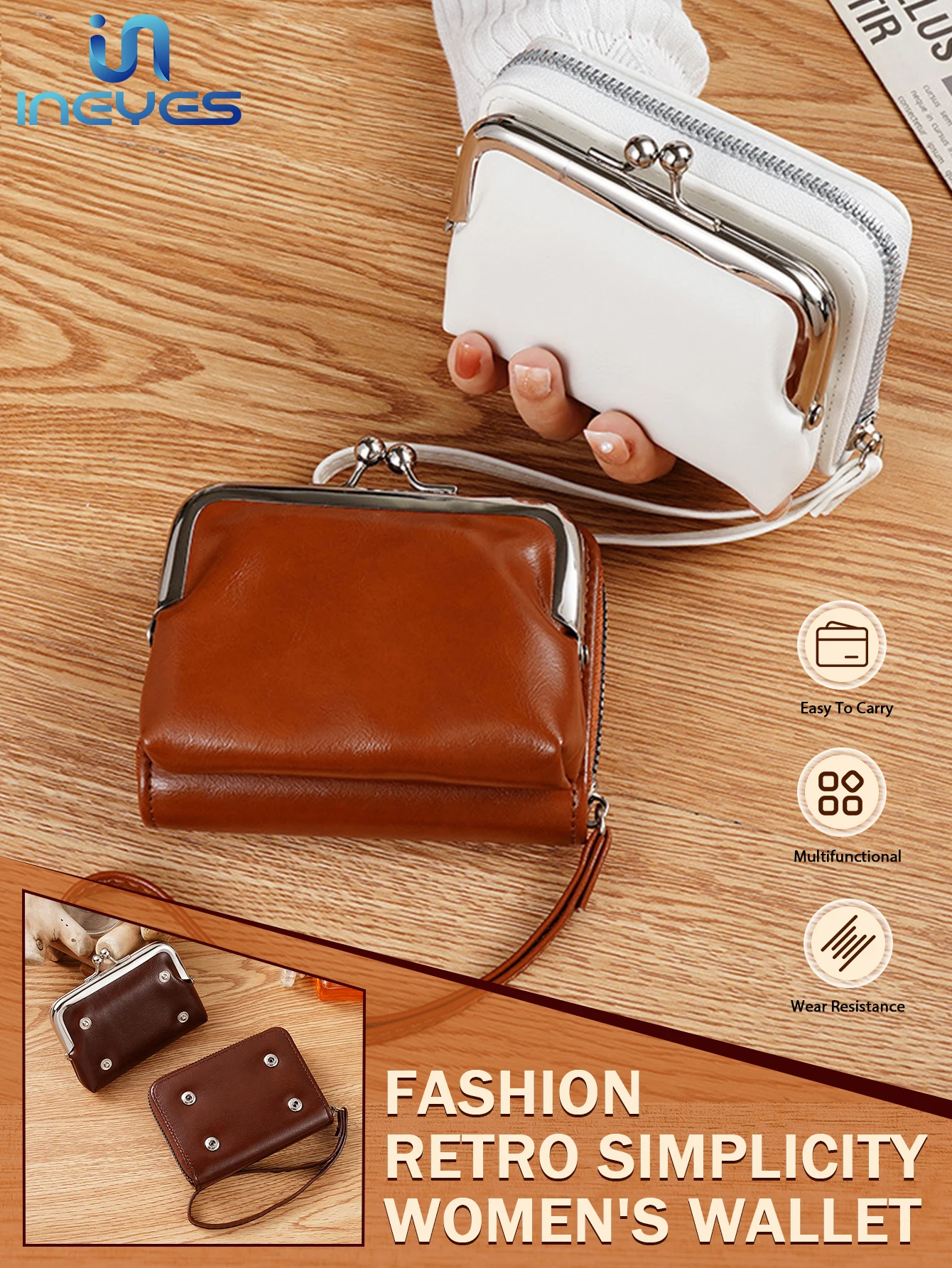 Women's Wristlet Wallet with Coin Purse - Zipper Card Organizer, PU Leather Wrist Wallets  with Multi-Functional Compact Wallet