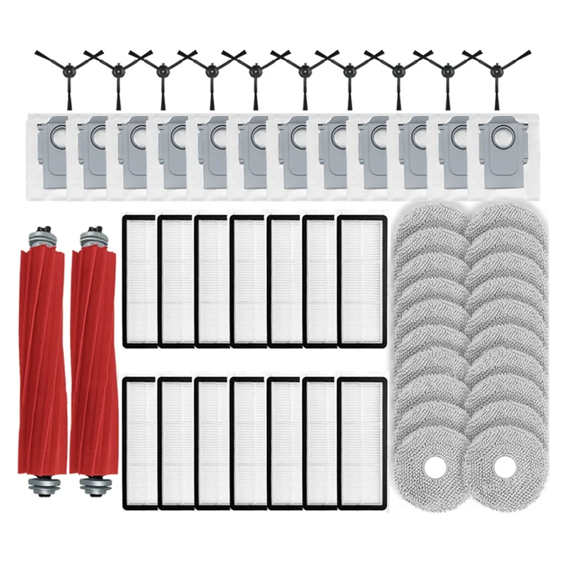 AT28-For Roborock Qrevo S, Qrevo Pro, Qrevo Maxv Robot Vacuum Parts Main Side Brush Hepa Filter Mop Pad Cloth Dust Bags