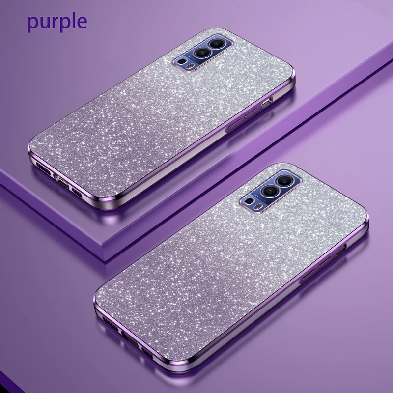 For vivo Y72 5G Case vivo Y52 5G Phone Case vivo Y75s Cover Vivo V2053 V2041 Gradient Glitter Plating Silicone Back Cover Funda